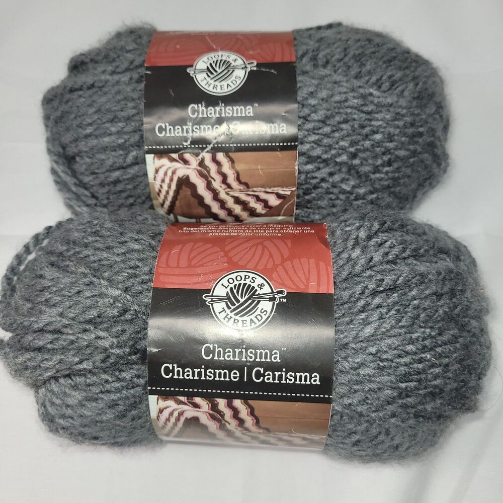 3A Loops & threads Charisma yarn charcoal grey 109 yards per skan craft knitting
